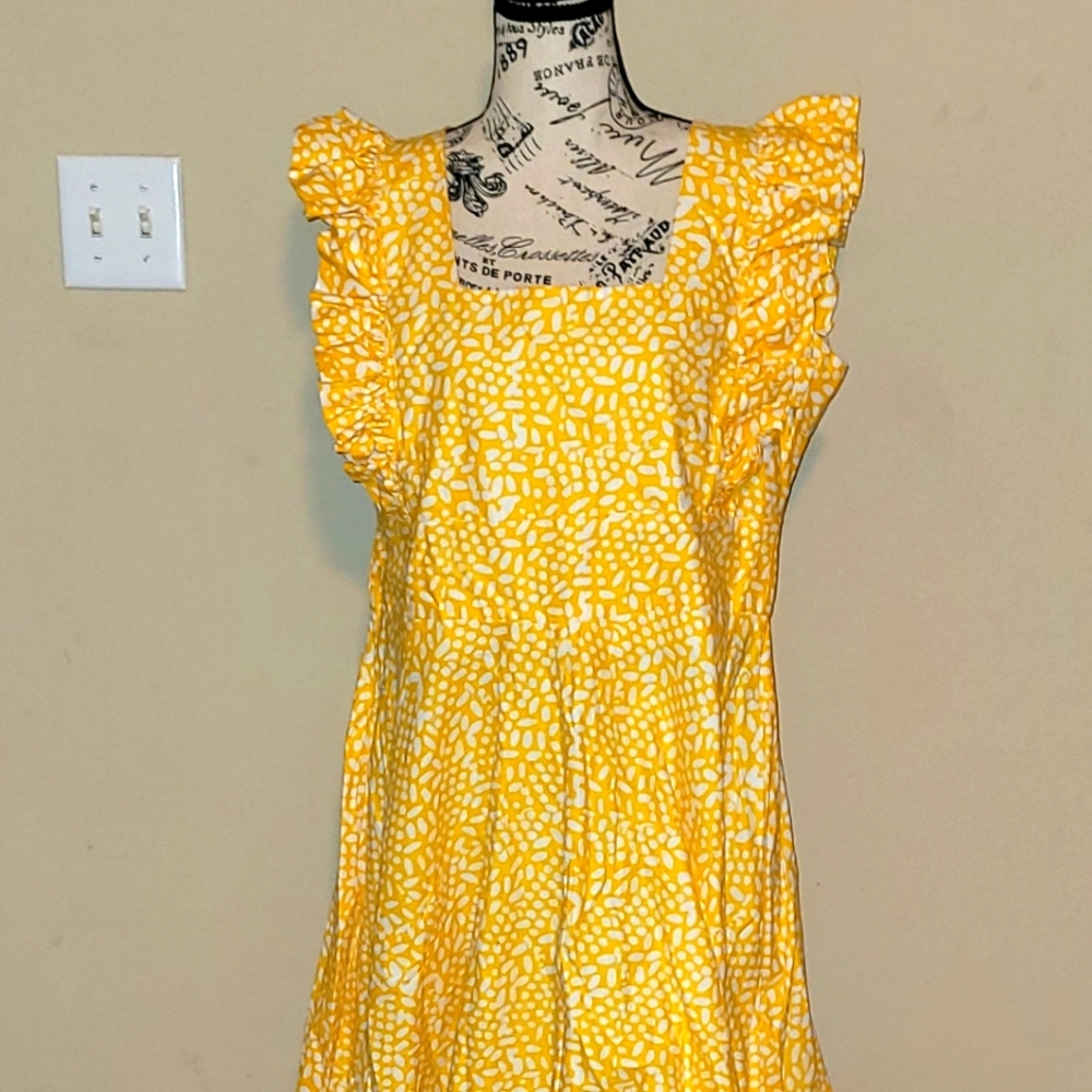 Anthropologie long yellow dress, Size 16